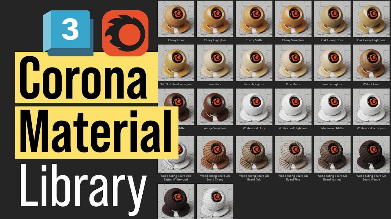 How to use the Corona Render Built-in Material Library in 3dsmax 2024