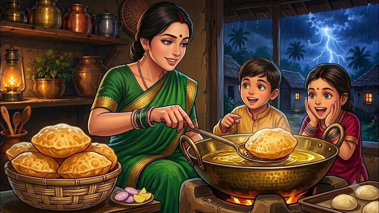 1990s Rainy Day Indian Village Life 🌧️|  Trational Mini Idlis &Sambhar |Ghibli style ASMR 