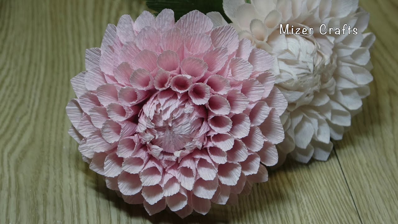 Красивые цветы Георгины из гофрированной бумаги/ Dahlia made from paper/Подарок своими руками