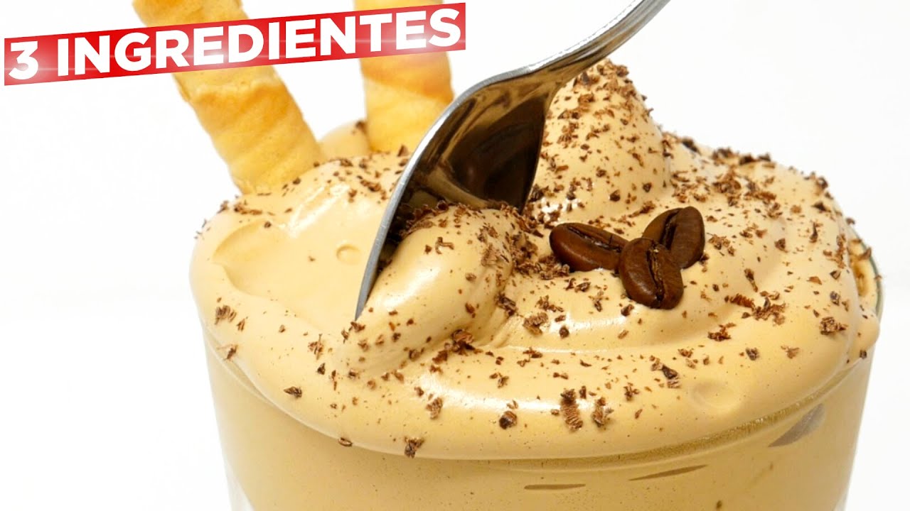 Mousse de CAF&Eacute; | solo 3 INGREDIENTES y SIN NATA ni crema de leche ☕️🍰😋 en 5 minutos, Receta # 855