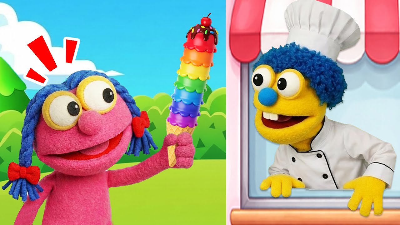 Você pode compartilhar a sorvete? | Música sobre Compartilhar | Puppet em Português Músicas Infantis