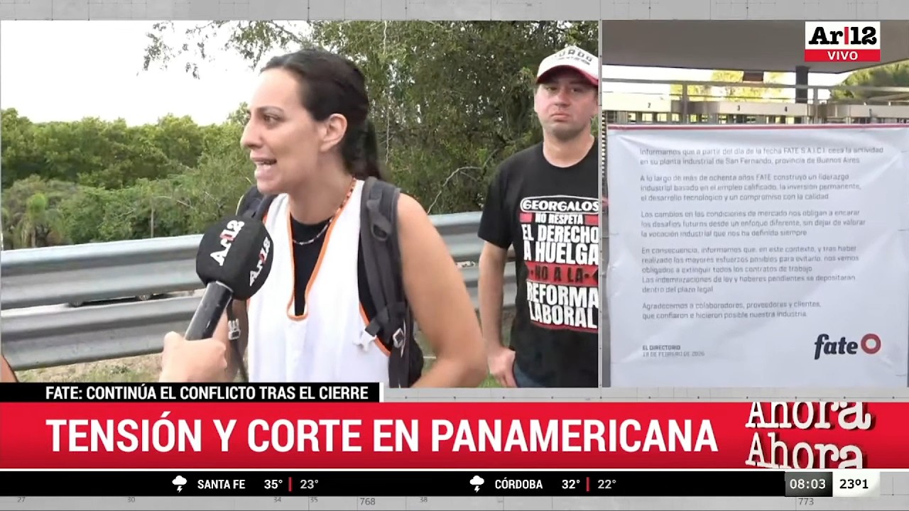 Caravana y tensión en Panamericana: despedidos de Fate marchan contra la reforma laboral.