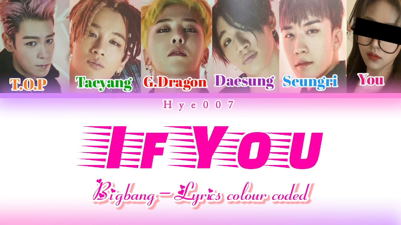Karaoke Bigbang (빅방)- IF YOU [You as a member] Lyrics colour coded