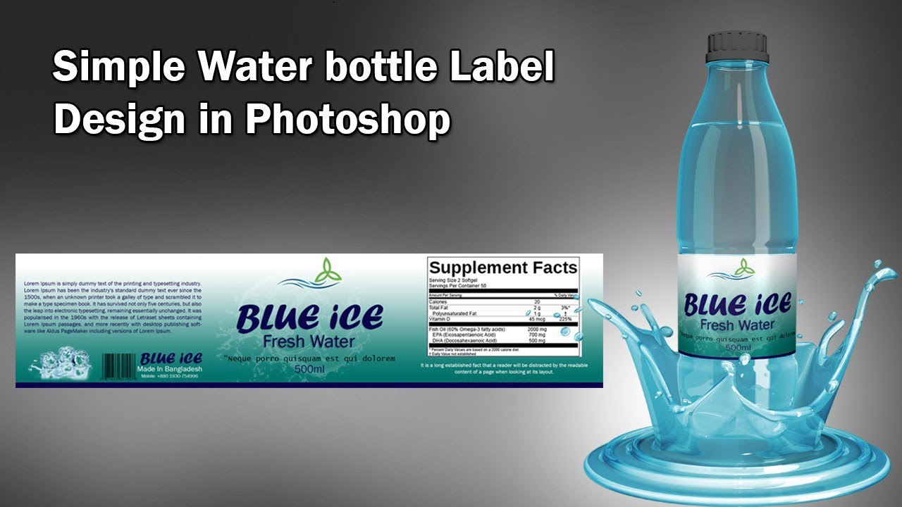 How to Create a Simple Label Design in Photoshop| Water Bottle Label Design In Photoshop Tutorial