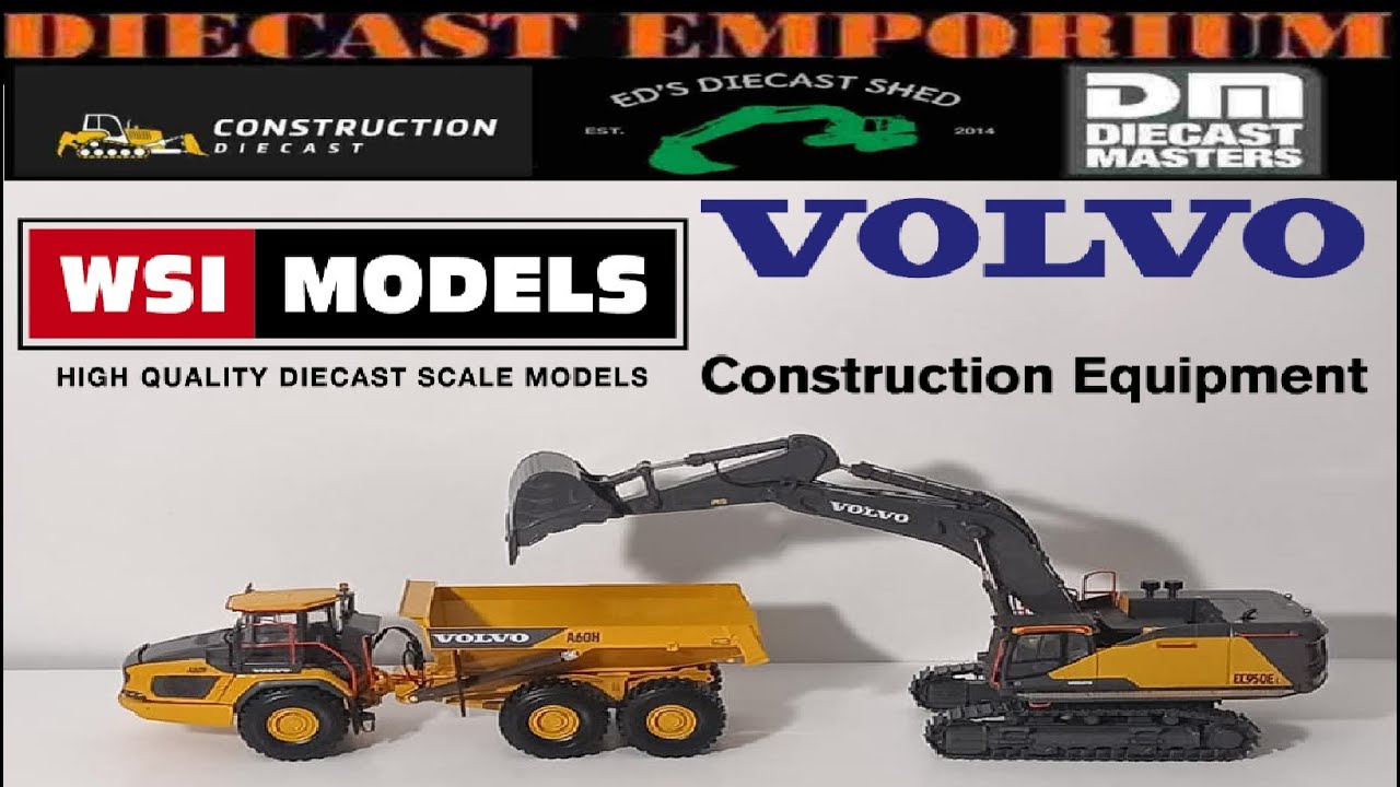 Распаковка и обзор литой модели самосвала Volvo A60H в масштабе 1:50 от WSI Models.