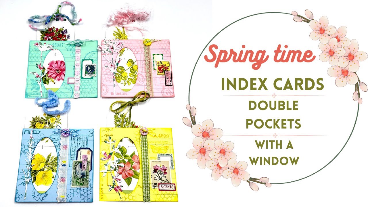 EASY BEGINNER TUTORIAL - SPRING JUNKJOURNAL IDEA - INDEX CARD POCKETS - WITH A WINDOW  #craftwithme