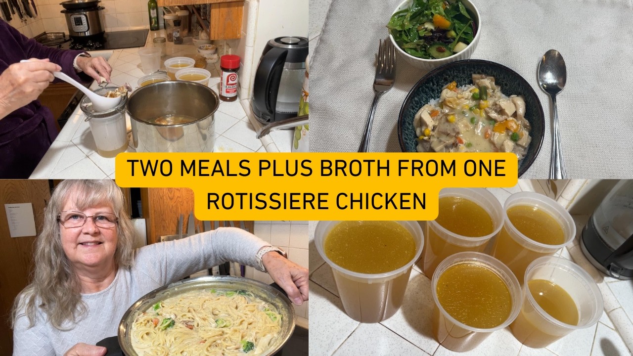 Two Dinners Plus Broth from One Rotisserie Chicken