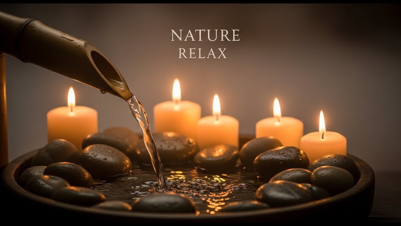 Peaceful Zen Birdsong Atmosphere Bamboo Fountain and Candle Glow for Deep Sleep Calm and Meditation