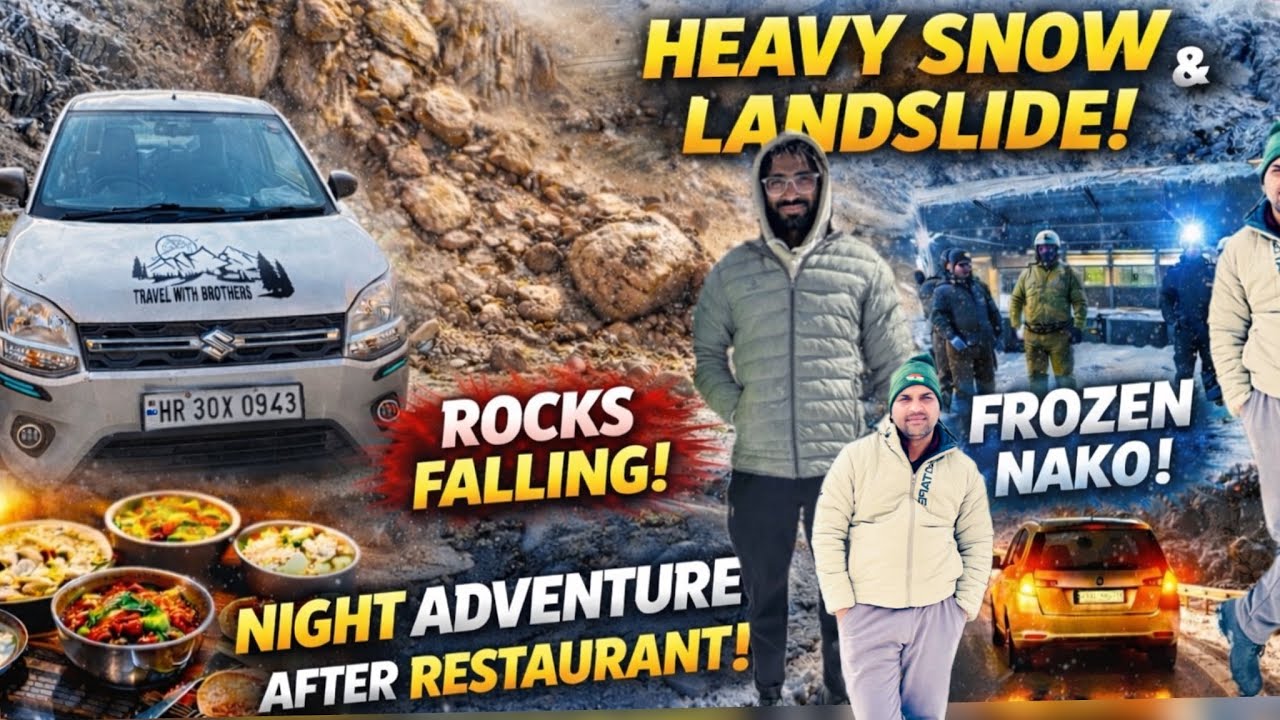 Extreme Winter Spiti | Night Journey | Heavy Snow | Landslide | 😱 | Nako Frozen | @LATHWALRIDER 
