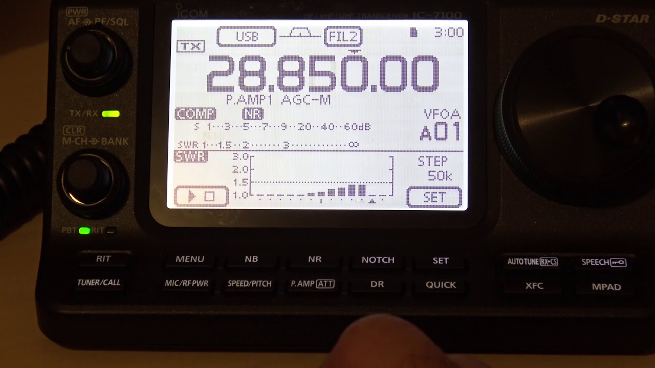 График КСВ Icom IC-7100, демонстрация