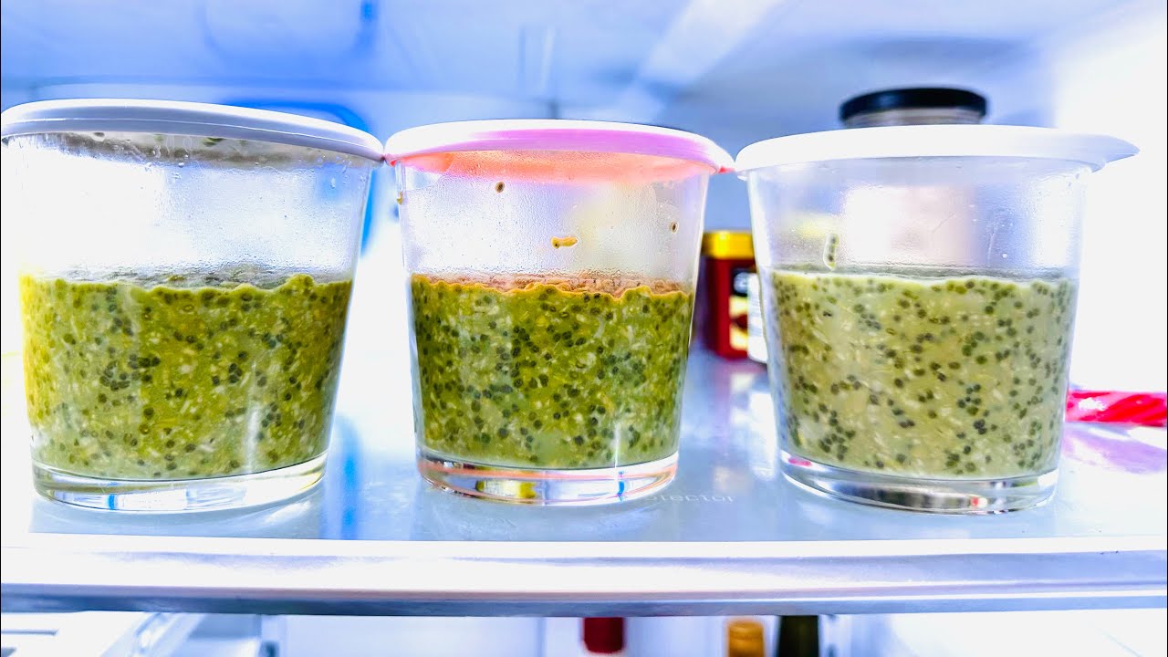 Quick No-cook Matcha-oats-chia pudding to lower LDL cholesterol