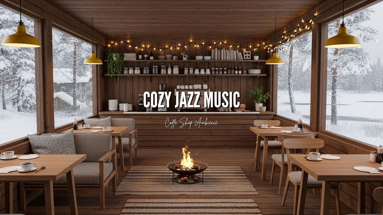 Cozy Snowy Coffee Shop ❄️ Relaxing Jazz Piano Music for Studying, Working, Focusing & Sleeping
