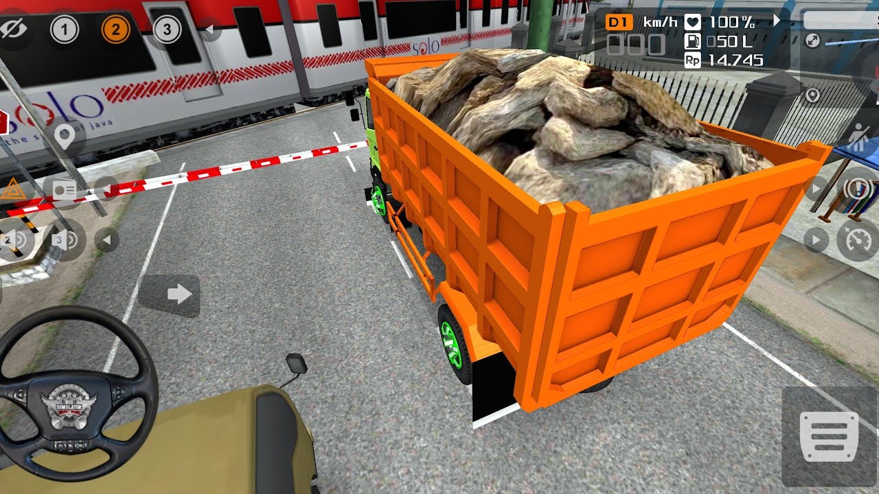 Truck Dump Hino Angkut Batu Besar Jemput Penumpang Wisata di Cirebon | BUSSID