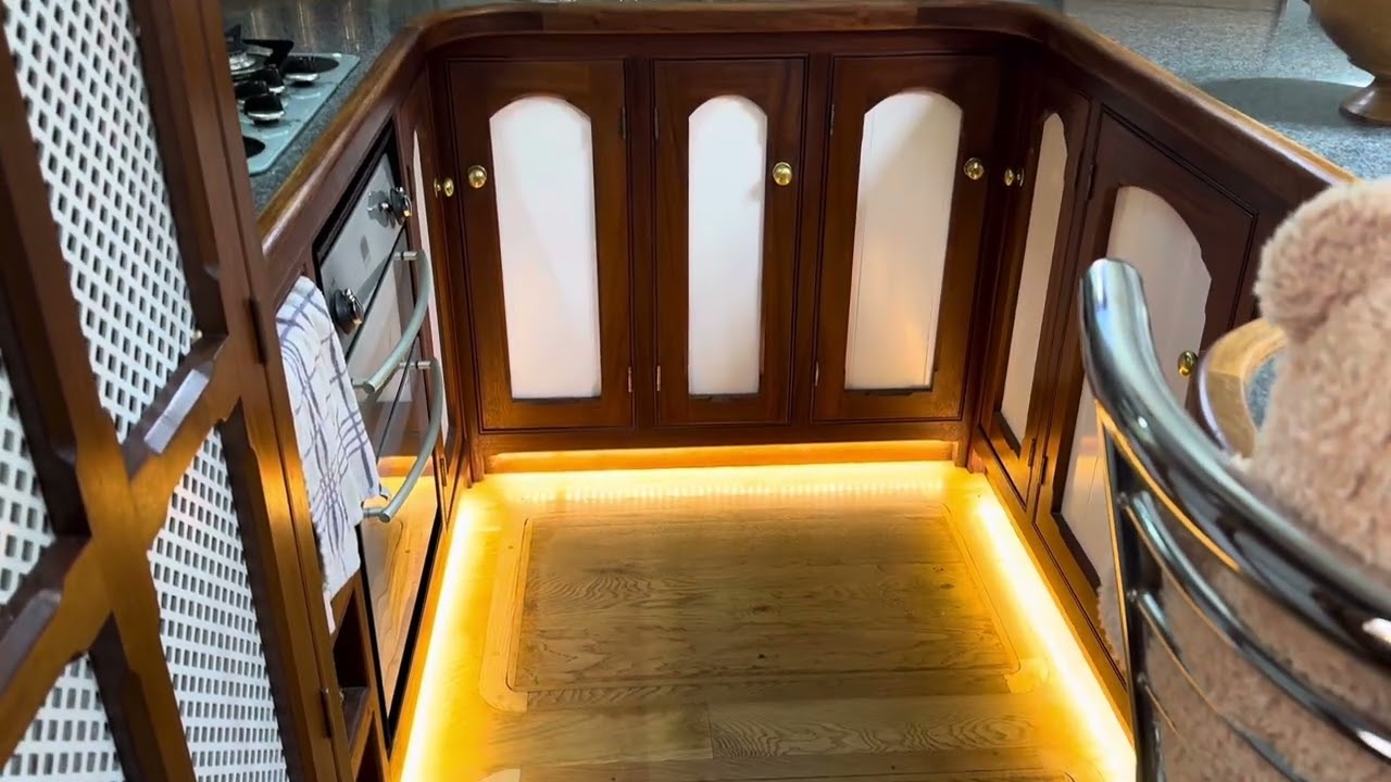 55ft Luxemotor Dutch Barge - saloon & galley with access to  hatches. For sale