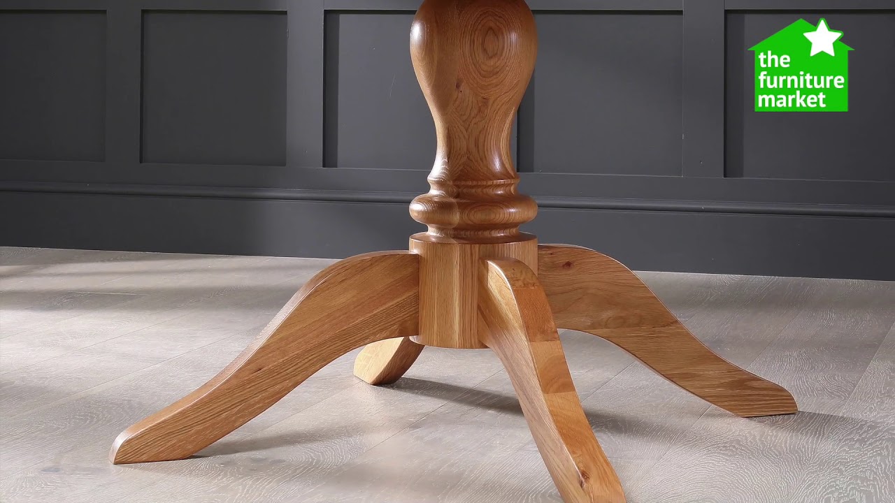 Solid Oak Round 4 Seater Dining Table with Pedestal Base