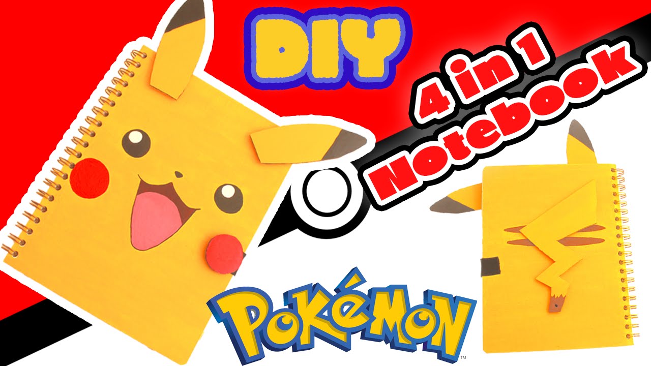 DIY Pikachu 4 in 1 Notebook - Back to School Crafts