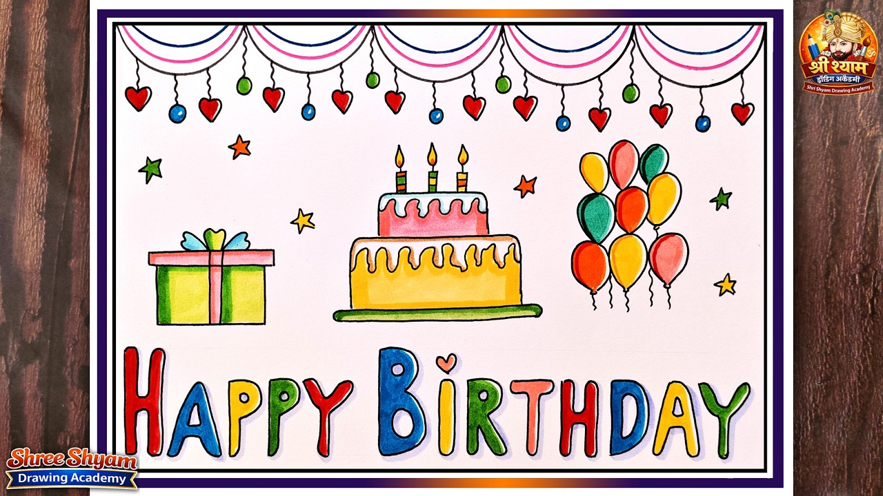 Happy Birthday Card Drawing easy | Beautiful 😍 Birthday Card drawing | Birthday Special drawing easy