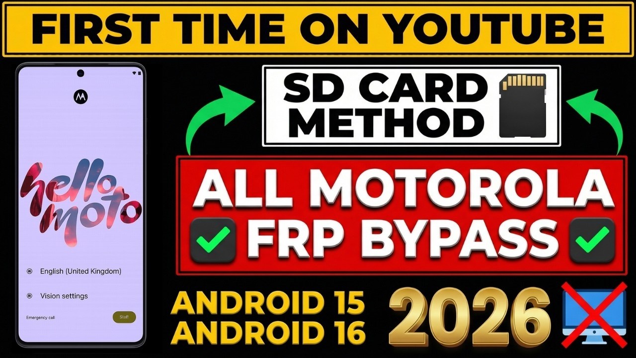 🔓 All Moto/Motorola Frp Bypass 2026 | Android 15/16 | New Security Patch | No PC | SD Card Method
