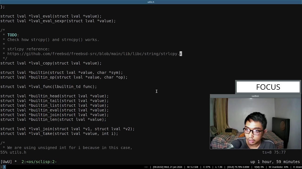 Study with me: learn C programming language by building our own lisp (Part 124)