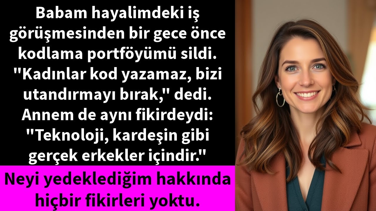 Babam hayalimdeki iş görüşmesinden bir gece önce kodlama portföyümü sildi. 