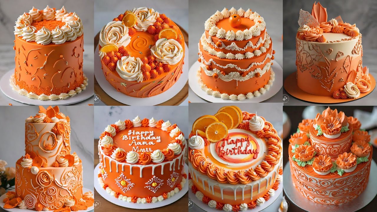 Orange Colour Birthday Cake Designs Ideas/Unique Birthday Cake /Trending Birthday Cake for Begginers