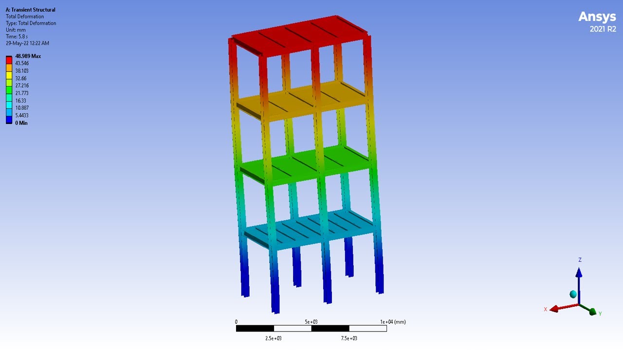 ✅💯✅ Ansys Structural Project # 10 : FEM Analysis of Tall Steel Structure Under Earthquake