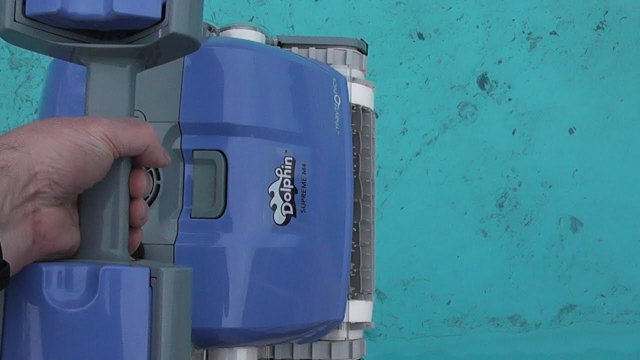 Dolphin Supreme M4 Review - a brand new pool cleaner tackles a dirty pool full of leaves.