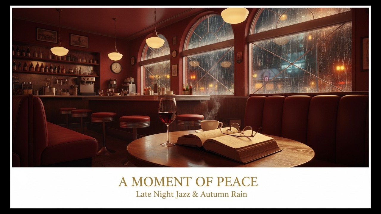 Crimson Autumn Café 🕯️ | Rain, Smooth Jazz & Coffee Aroma | 1 Hour Ambience ASMR