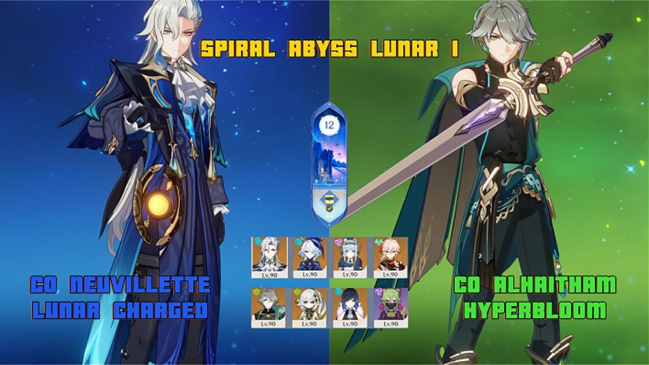 C0 Neuvillette Lunar Charged & C0 Alhaitham Hyperbloom | Spiral Abyss Lunar 1 | Genshin Impact