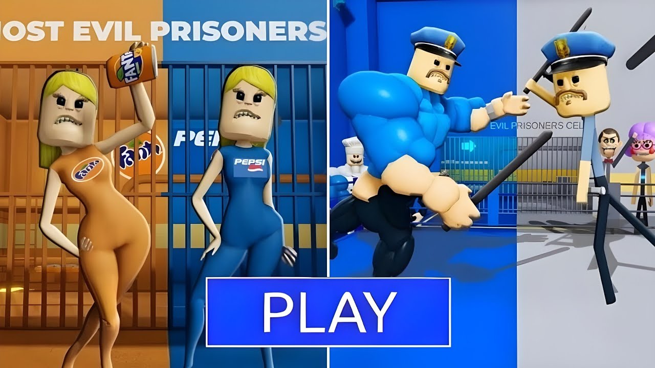 FANTA & PEPSI VS STRONG & WEAK POLICE PRISON RUN? Roblox Obby 