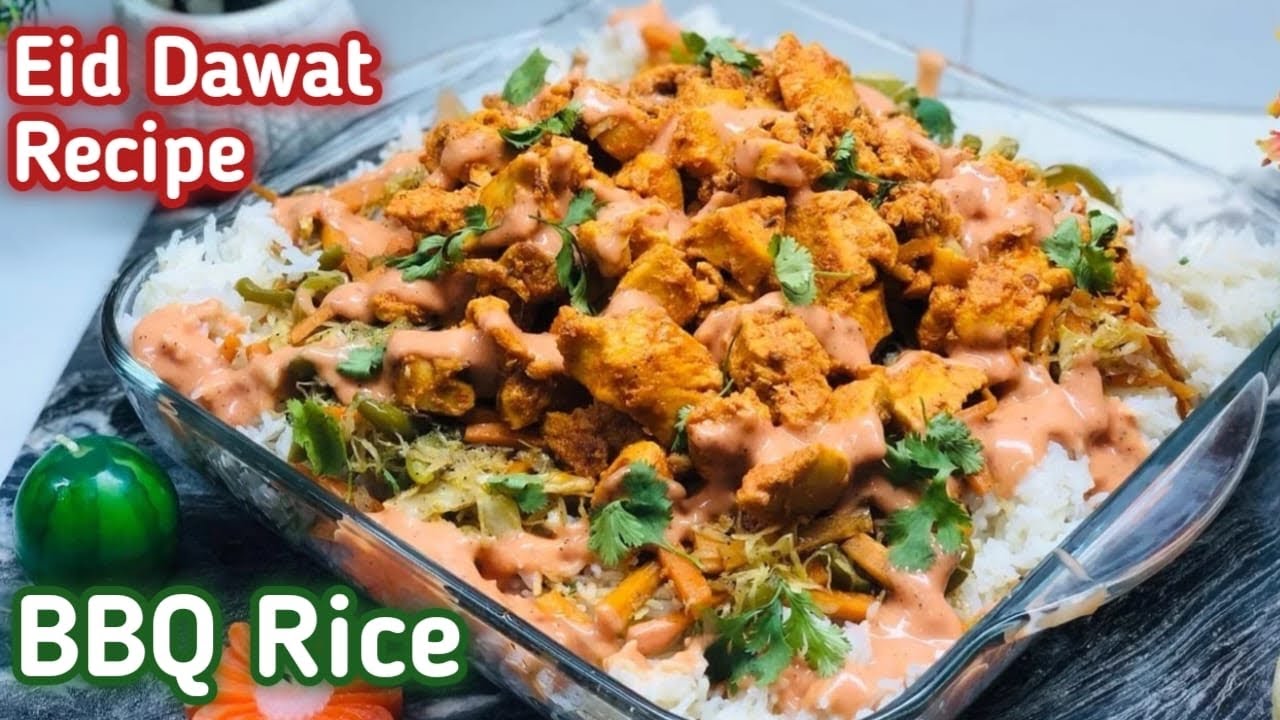 Chicken BBQ Rice Recipe | Restaurant Style BBQ Chicken Rice Platter By Anila’s Dining (Eid Special)