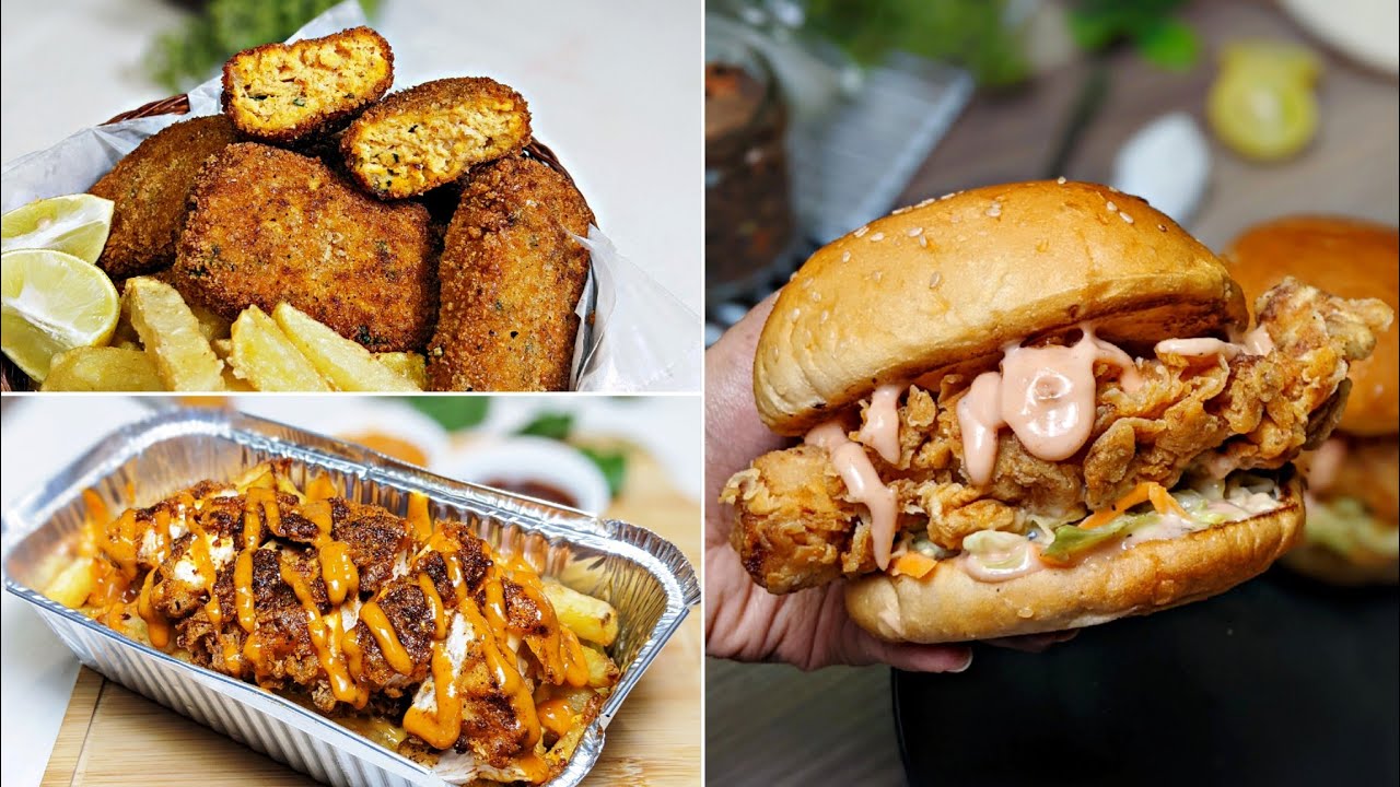3 Mouth Watering Recipes | Crispy Chicken Burger, Chicken Nuggets, Chicken & Fries Bowl | Rahi Cooks