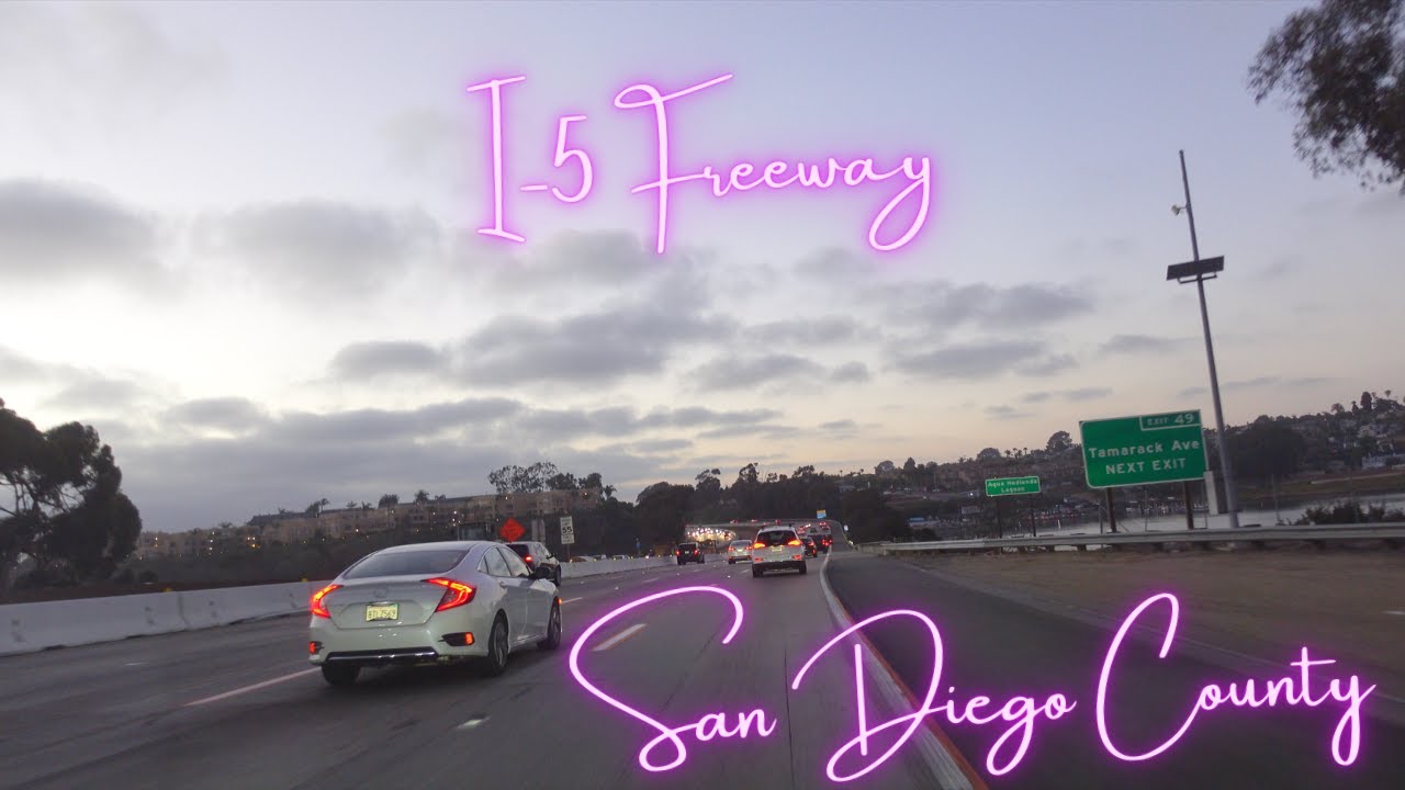 La Costa Avenue to I-5 Freeway at Sundown Driving Tour (San Diego County, California) [4K]