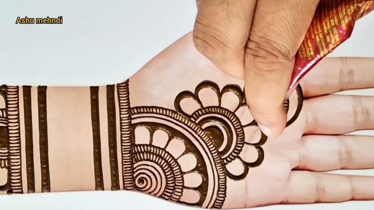 Beautiful Quick Henna Design For Back Hand | Easy And Simple Mehndi Design Tutorial #thouseenshenna 