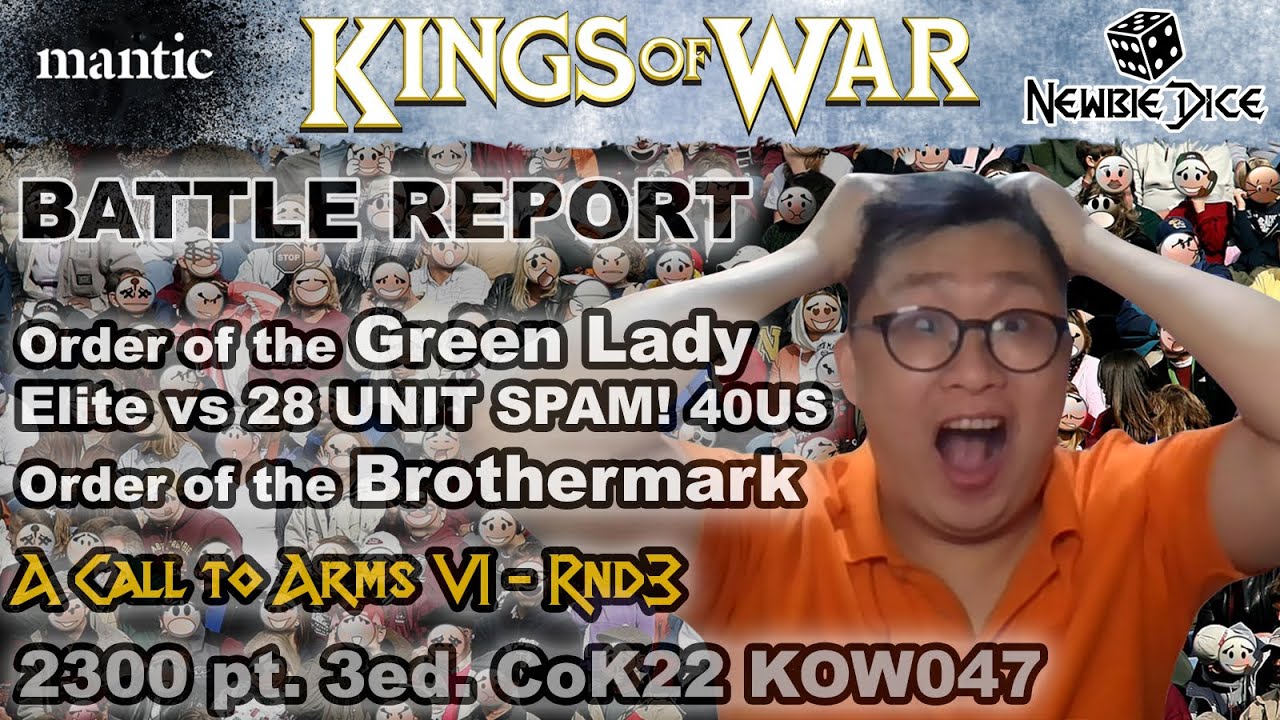 Kings of War Battle Report: Order of the Green Lady vs Brothermark 2300pt Mantic 3rd Ed COK22 KOW047