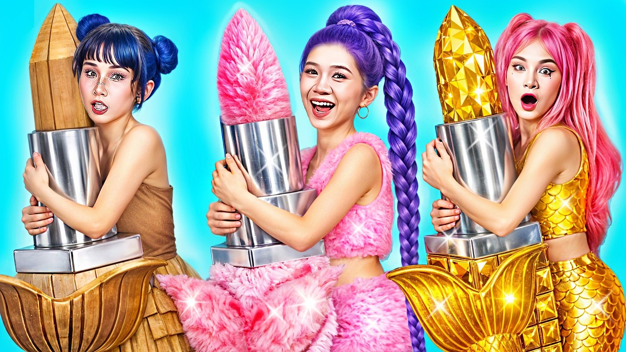 Kpop demon Hunters Cardboard vs Fluffy vs Golden Fashion! Poor vs Rich Huntrix Makeover