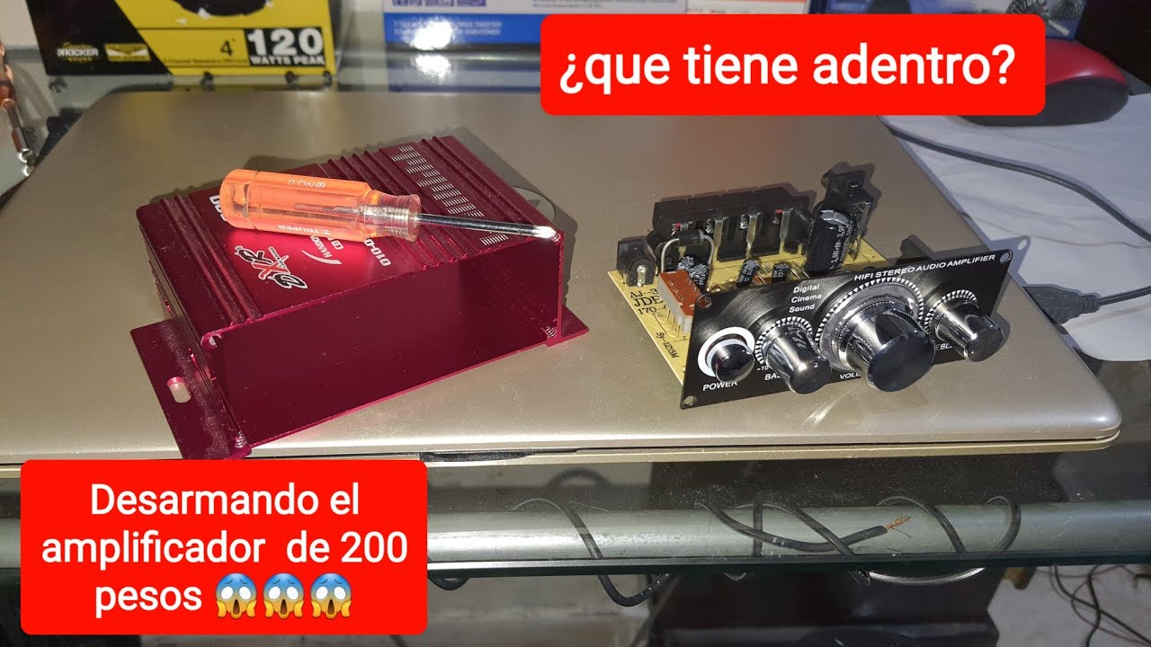 Abriendo el amplificador de 200 pesos para ver sus componentes marca DXR car sound de 2 canales