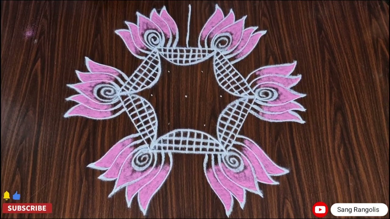 Lotus Flower Rangoli Design muggulu kolam beautiful easy Rangoli design ✨️ 