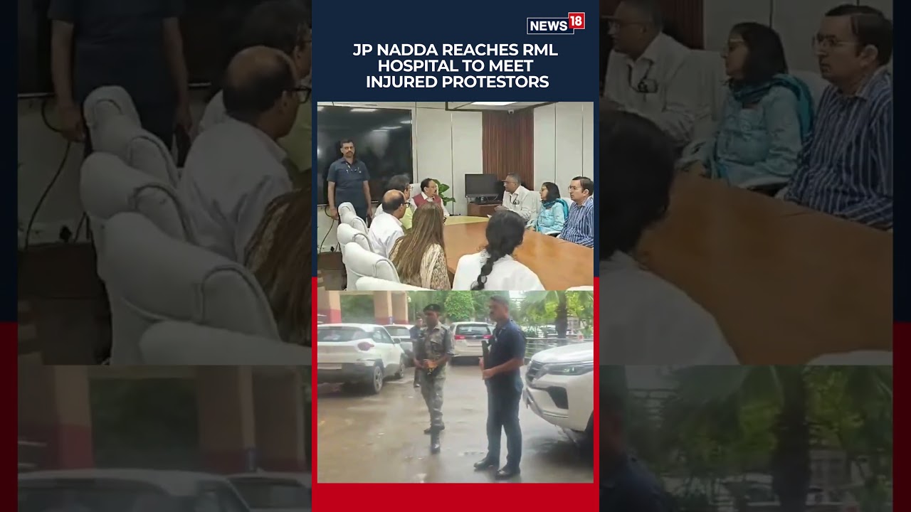 J.P. Nadda Visits Injured CJP Protesters At Delhi's RML Hospital | N18S #shorts #viral #protest