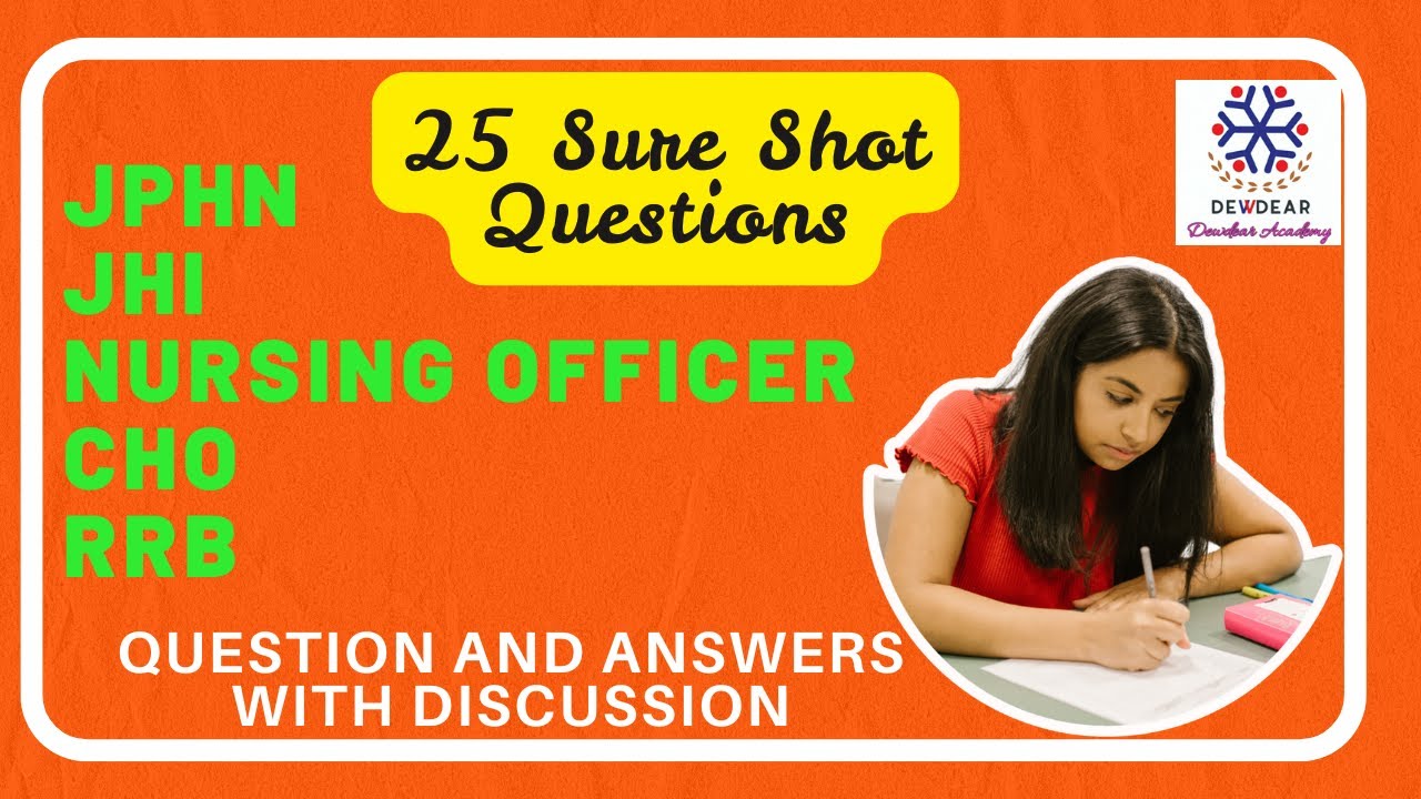 JPHN/ JHI/ Nursing Officer/ RRB/ CHO/ DME/ DHS Preparation with Important  Questions