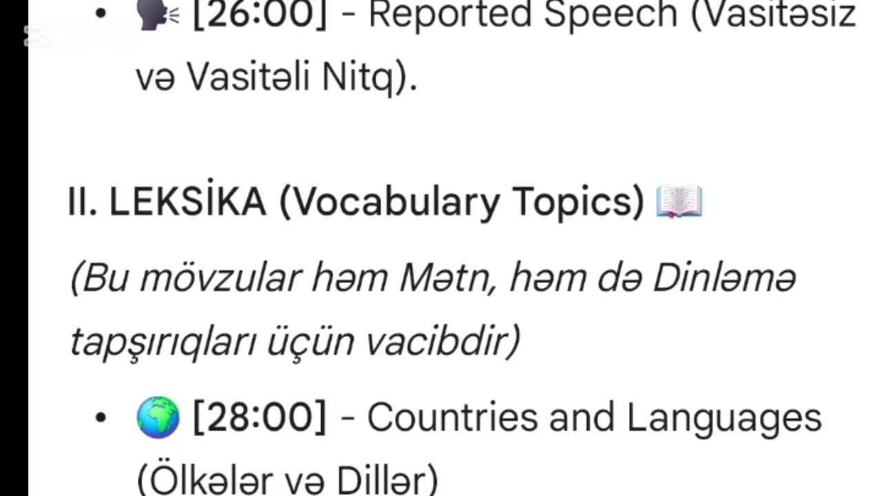 2026 -ci il aprel ayinda 9 cu sinif Buraxilis imtahanındaIngilis dilindən düşən movzular #english 