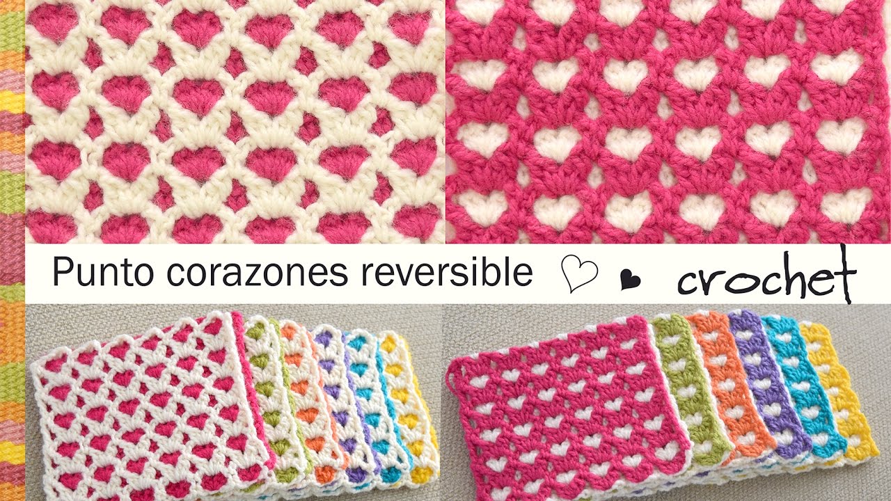 Punto corazones reversible o AMOR ETERNO 💗 tejido a crochet! Tejiendo Perú