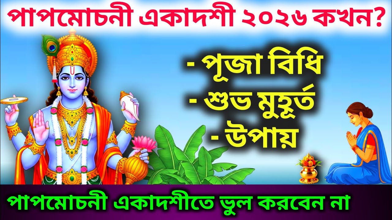 পাপমোচনী একাদশী ২০২৬ কখন? Papmochani Ekadashi 2026 kab hai | ekadashi kab hai 