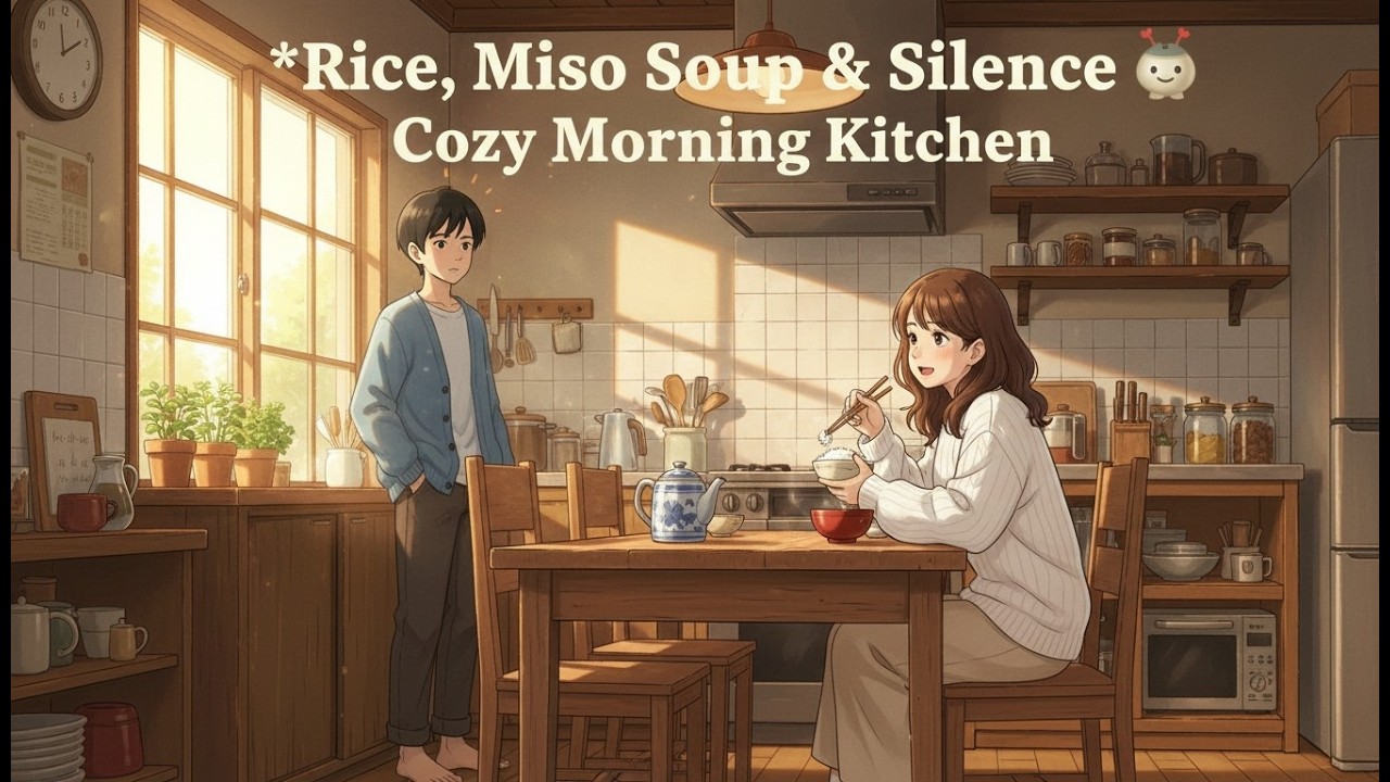 Rice, Miso Soup & Silence 🍚 Cozy Morning Kitchen | Relaxing ASMR Story | Ghibli Style