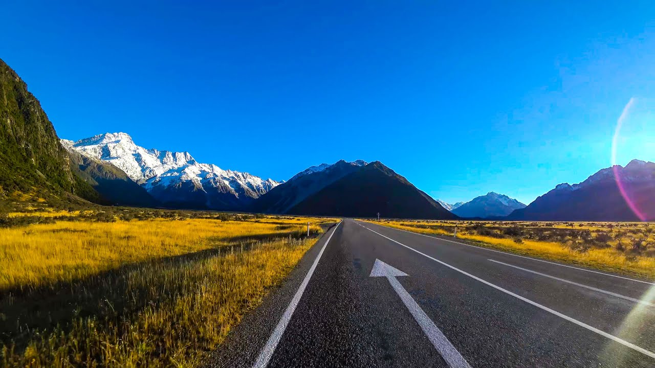 New Zealand: Lake Pukaki to Mount Cook scenic drive 4k