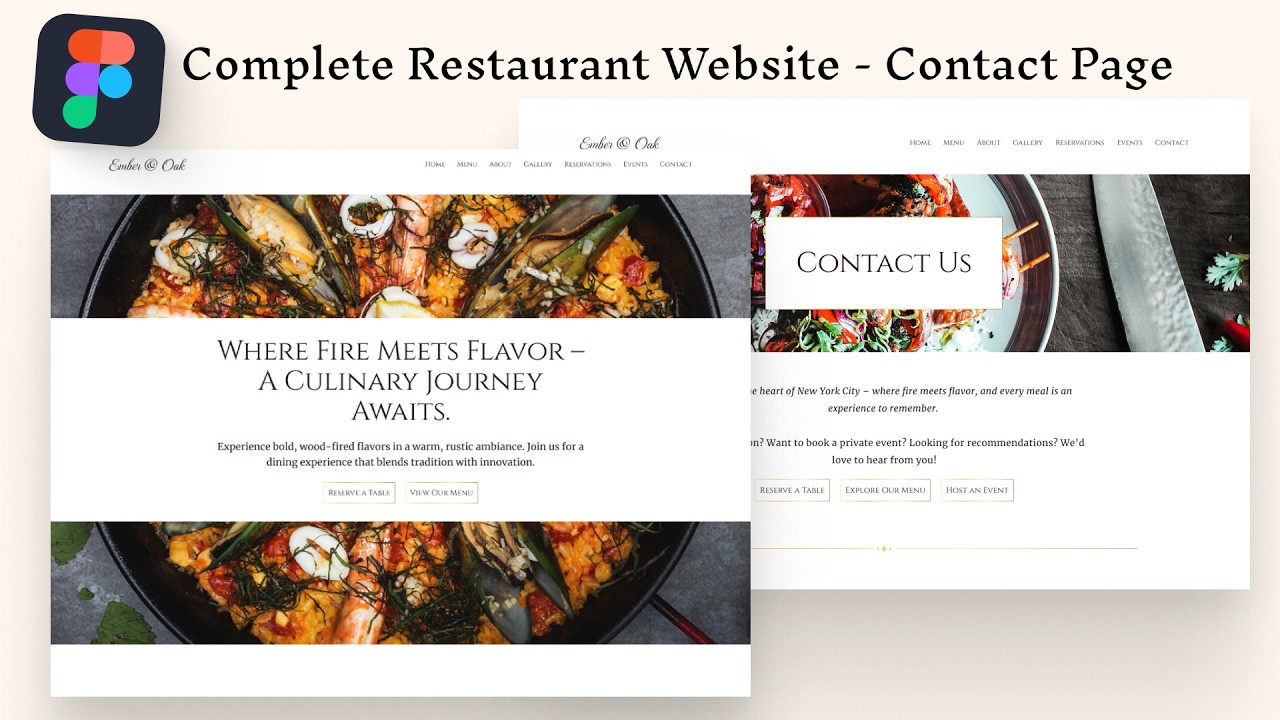 Figma Complete UI/UX Design Course - Restaurant Website | Part 8: Desktop Layout Contact Page