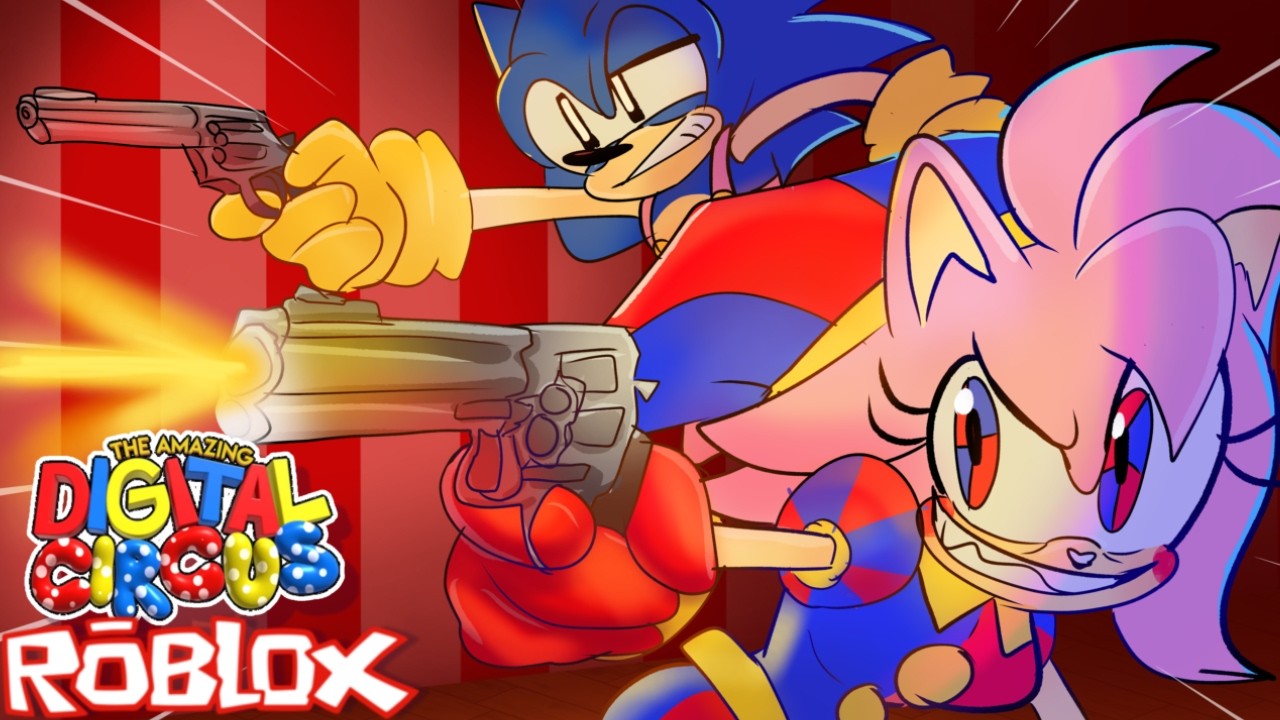 WE PLAY THE AMAZING DIGITAL CIRCUS GUN GAME IN ROBLOX