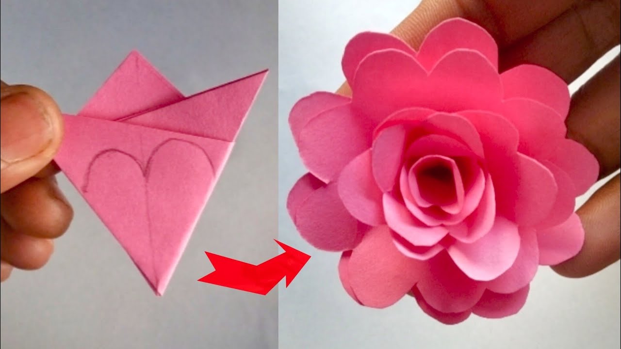 How to make beautiful rose with paper lDiy paper rose flower l 