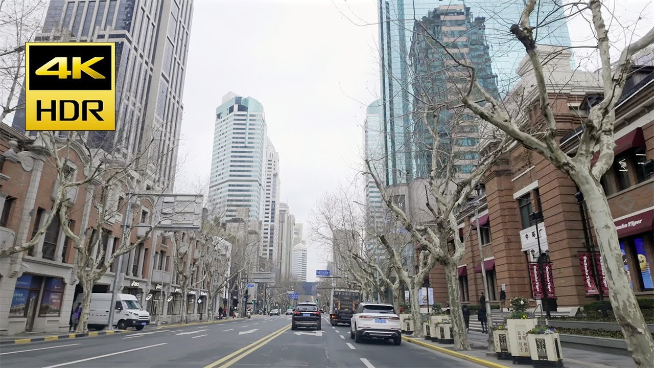 【4K HDR】【04 Mar 2025】Shanghai  Drive Downtown. Middle Huaihai Road, East Jinling Road, The Bund.