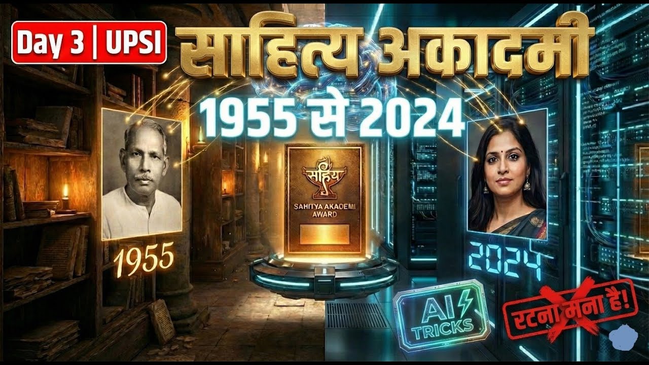 🔴 Day 3/60: Sahitya Akademi Awards (1955-2024) | साहित्य अकादमी ट्रिक | Hindi Sahitya for UPSI